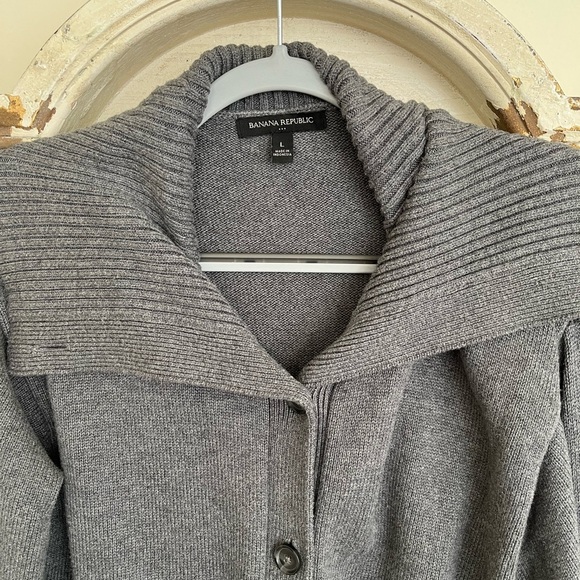 NWOT Banana Republic Charcoal Heather Sweater Jacket Size Large - Picture 3 of 5